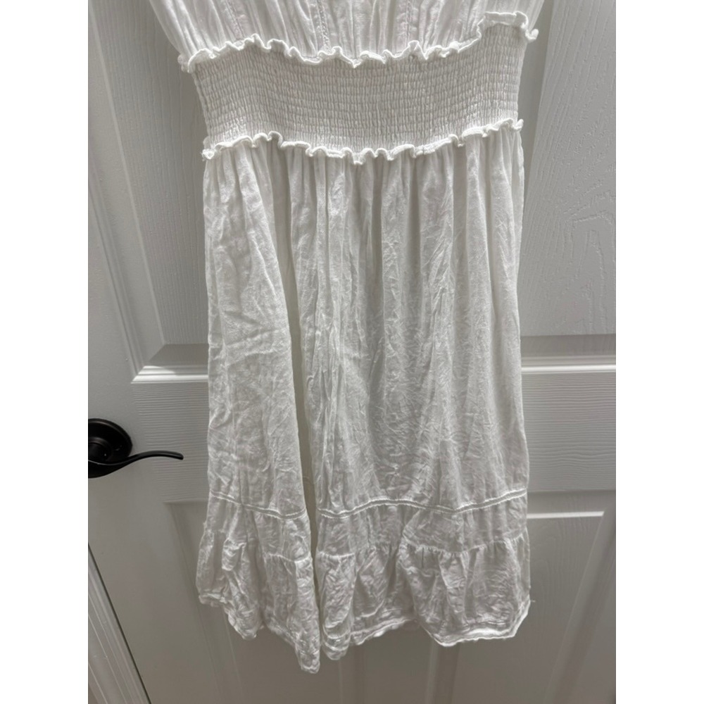 Rails Ashlyn White Linen Blend Smocked Midi Dress XS Boho Cottagecore - Picture 7 of 11